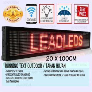 running text outdoor 100x20cm ber garansi merah, 20x40cm